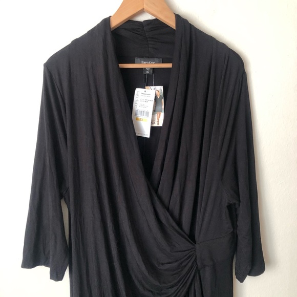 Karen Kane Black Faux Wrap Dress Stretch Knit 3X - Picture 2 of 11